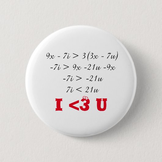 I <3数学。 I <3 U 缶バッジ (正面)