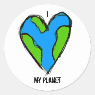 I <3私の惑星のステッカー ラウンドシール