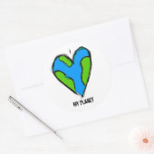 I <3私の惑星ステッカー ラウンドシール (封筒)