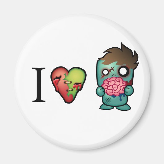 I <3脳 – ゾンビはどこにでもある！ マグネット (正面)