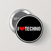 I <3 Techno 缶バッジ (正面&裏面)