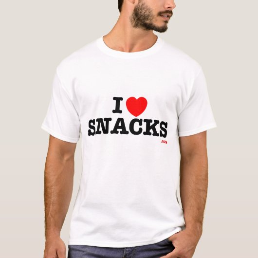 i<3snacks -明白で白いティーまたはない tシャツ (正面)