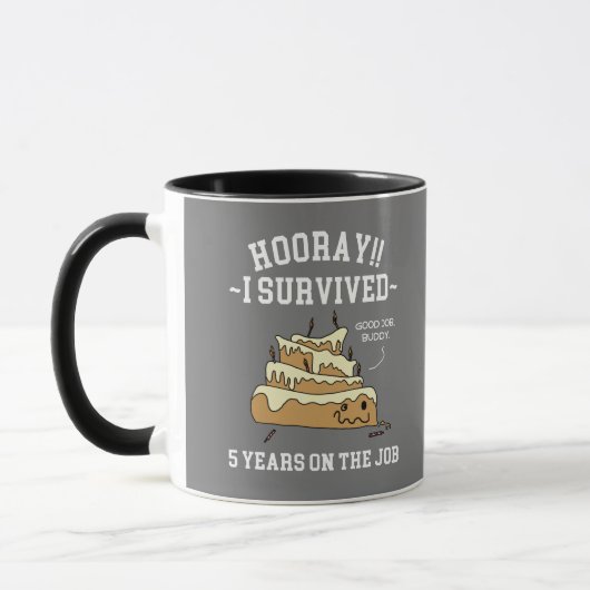 I 5生き延び年の仕事5年の勤続 マグカップ (左)