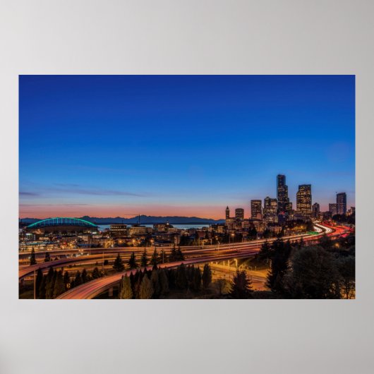 I-5高速道路とシアトルのダウンタウン ポスター (正面)