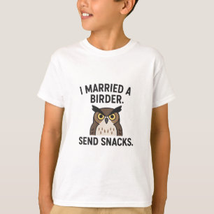 I a 結婚した Birder - BirdwatcのおもしろいOwlデザイン Tシャツ