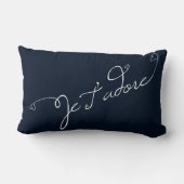 I Adore YouのネイビーブルーフランスのエTアドレのフレーズ ランバークッション (裏面)