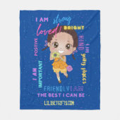 I AM – ブラック前向き・ブラウン・ガール肯定 フリースブランケット (正面)