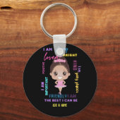 I AM – 女の子の前向き肯定バレリーナKeycha キーホルダー (正面)