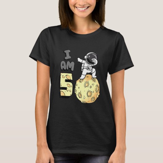 I Am 5宇宙宇宙飛行士キッド・ムーン・ウォーカー5th Birthda Tシャツ (正面)