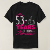I am 53 Plus 1中指ピンククラウン53誕生 Tシャツ (デザイン正面)
