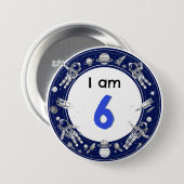 I am 6宇宙宇宙飛行士の年齢番号誕生日 缶バッジ (正面&裏面)
