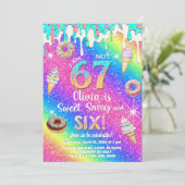 I am 6 not 7 girl 6th birthday invitation. 招待状 (スタンド正面)