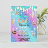 I am 6 not 7 girl 6th birthday invitation. 招待状 (スタンド正面)