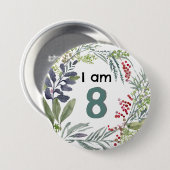 I am 8植物植物エレガント誕生日ピンバッジ 缶バッジ (正面&裏面)