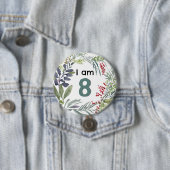 I am 8植物植物エレガント誕生日ピンバッジ 缶バッジ (インサイチュ)