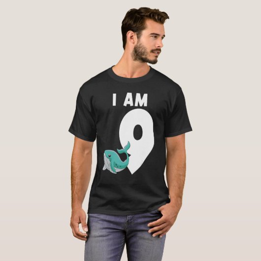 I Am 9 Whale 9 Years Old Tシャツ (正面フル)