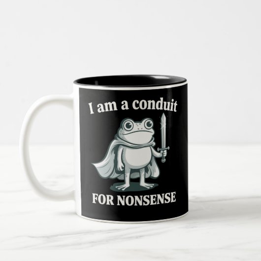 I Am a Conduit for Nonsense Funny Frog Sarcastic  ツートーンマグカップ (左)