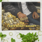 I AM A MONEY MAGNET KITCHEN TOWEL キッチンタオル (折り畳み)