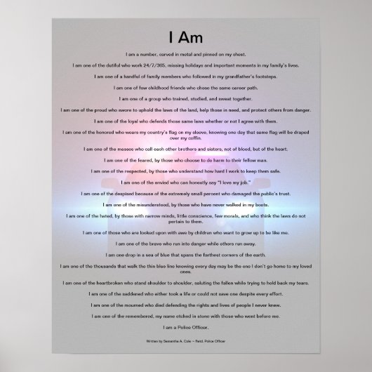 I AM (A Police Officer)詩 – ポスター (正面)