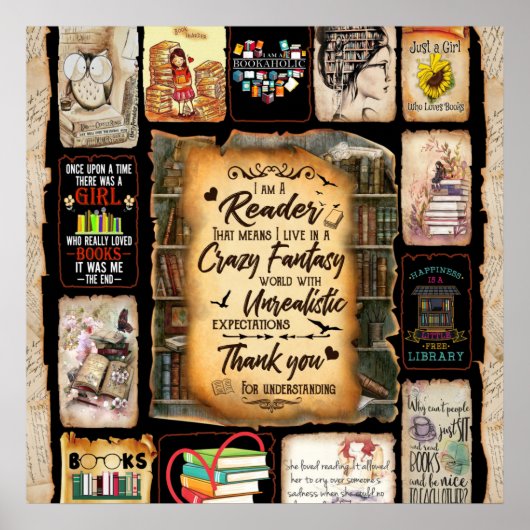I Am A Reader Blanket, Book Lover Blanket, ポスター (正面)