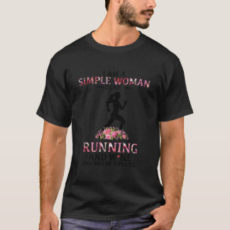 I Am A Simple I Like Running And Wine And Maybe 3  Tシャツ