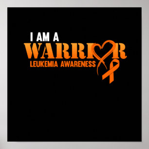 I Am A Warrior Leukemia Awareness Orange Ribbon ポスター