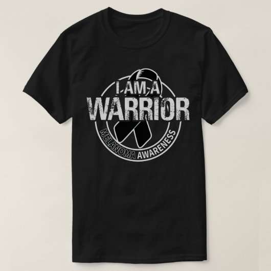 I Am A Warrior Melanoma Awareness Ribbon Tシャツ (デザイン正面)