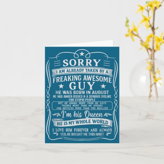 I Am Already Taken By Freaking Awesome Guy Born In カード (黄色い花)