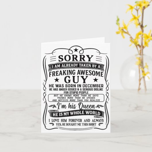 I Am Already Taken By Freaking Awesome Guy Born In カード (黄色い花)