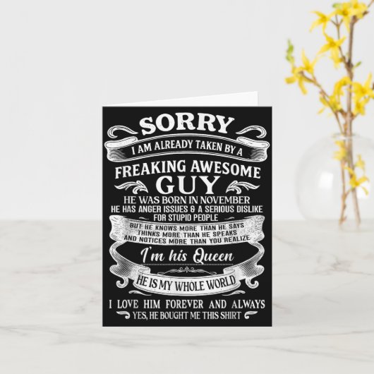 I Am Already Taken By Freaking Awesome Guy Born In カード (黄色い花)