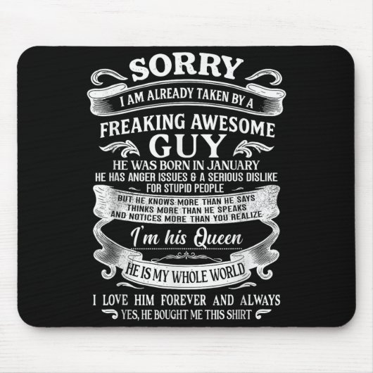 I Am Already Taken By Freaking Awesome Guy Born In マウスパッド (正面)