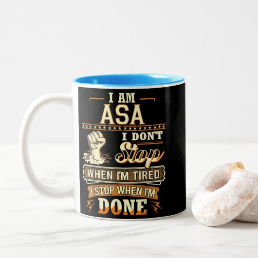 I Am Asa. I Don't Stop When I'm Tired ツートーンマグカップ (ドーナツ)
