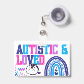 I am Autistic Name id  Badge - Autism Alert Badge  バッジ (正面（伸縮クリップ）)