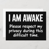 I Am Awake Please Respect My Privacy Funny Sarcasm 招待状 (正面/裏面)