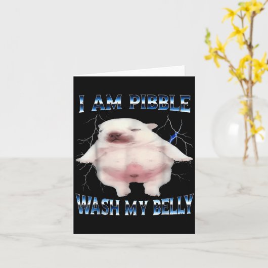 I Am Bble Wash My Belly Bble Meme Funny Dog Brainr カード (黄色い花)