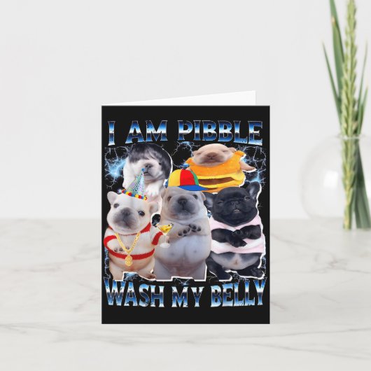 I Am Bble Wash My Belly Bble Meme Funny Dog Brainr カード (正面)