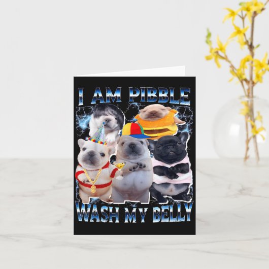 I Am Bble Wash My Belly Bble Meme Funny Dog Brainr カード (黄色い花)