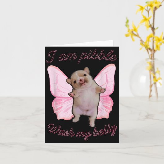 I Am Bble Wash My Belly Bble Meme Funny Dog Brainr カード (黄色い花)