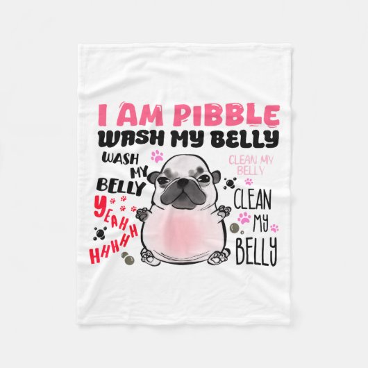 I Am Bble Wash My Belly Bble Meme Funny Dog Brainr フリースブランケット (正面)