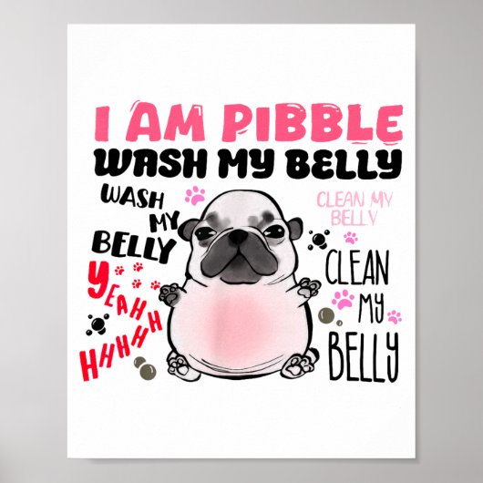 I Am Bble Wash My Belly Bble Meme Funny Dog Brainr ポスター (正面)