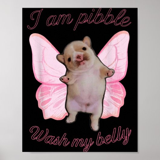 I Am Bble Wash My Belly Bble Meme Funny Dog Brainr ポスター (正面)