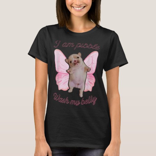 I Am Bble Wash My Belly Bble Meme Funny Dog Brainr Tシャツ (正面)