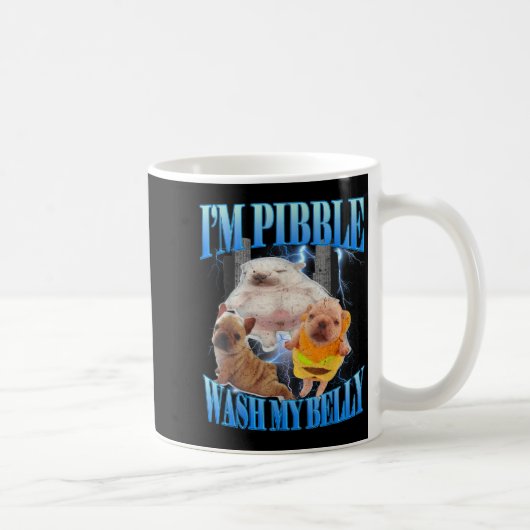 I Am Bble Wash My Belly Funny Dog Clean My Belly M コーヒーマグカップ (右)