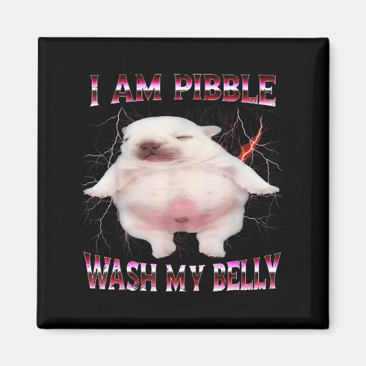 I Am Bble Wash My Belly Funny Dog Meme  マグネット (正面)