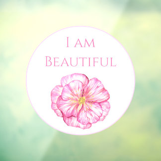 I am Beautiful Floral Pink  ウィンドウサイン