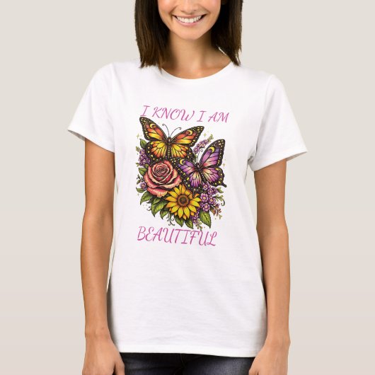 I Am Beautiful Women White Tシャツ (正面)