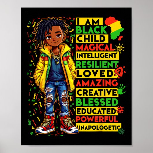 I Am Black Child History Month African American Ki ポスター (正面)