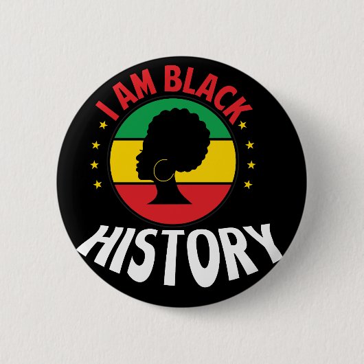 I Am Black Historyアフリカンアメリカン・ブラック・プライド 缶バッジ (正面)