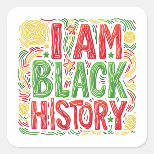 I am Black History – ブラックアクティビズム スクエアシール (正面)