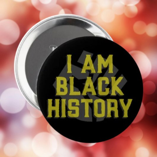 I Am Black History – ブラック拳グラフィックボタン 缶バッジ